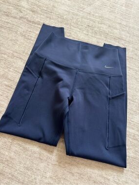 Nike Girls' Dark Blue Pocketed Athletic Leggings